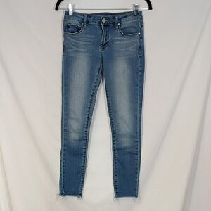 EUC Articles Of Society Light Blue Skinny Jeans with Frayed Hem Size 25